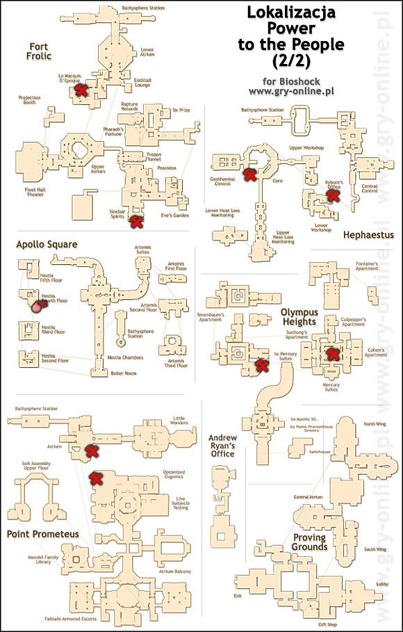 2 - Stacje rozwoju broni - mapki | Bronie, toniki i plazmaidy w BioShock - BioShock - poradnik do gry