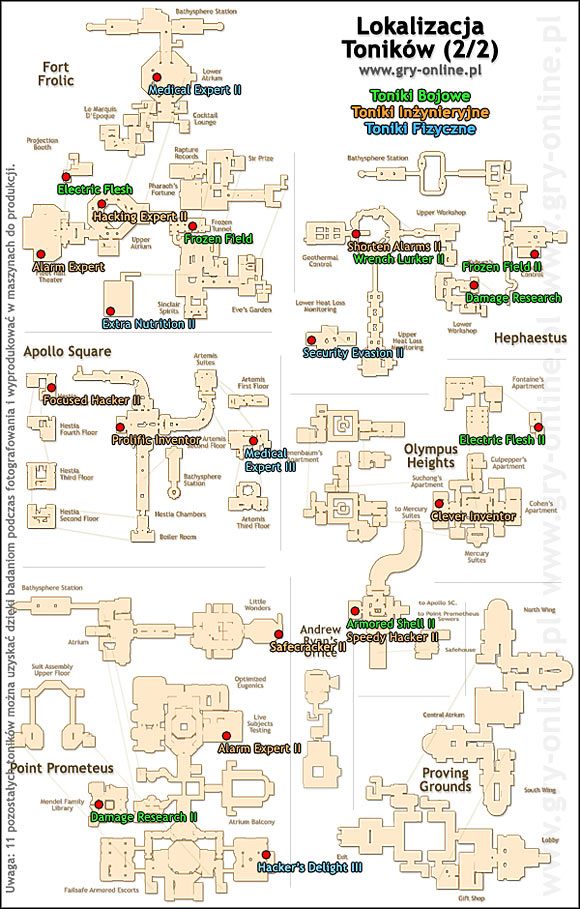 2 - Toniki - mapki | Bronie, toniki i plazmaidy w BioShock - BioShock - poradnik do gry