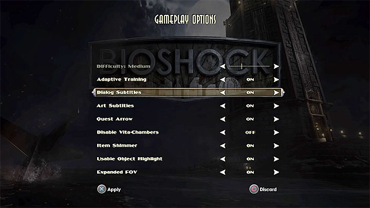 Dodatkowe ustawienia znajdziesz w menu Gameplay Options i nie wszystkie one dotyczą wyglądu gry - Wymagania sprzętowe BioShock - BioShock - poradnik do gry