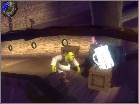 Rozpraw się z piratami i przesuń metalową klatkę pod skrzynki z prawej strony - [Solucja] Etap 3 - Statek piratów | Shrek Trzeci - Shrek Trzeci - poradnik do gry