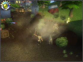 Idąc dalej zostaniesz obrzucony sianem przez uciekający przed tobą wóz - [Solucja] Etap 5 - Stara droga | Shrek Trzeci - Shrek Trzeci - poradnik do gry