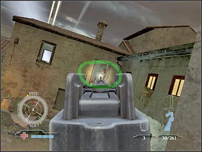 Teraz powinieneś zająć się oczyszczeniem dolnego placu, w stronę którego będzie zmierzała spora grupa przeciwników - Destroy Northeast Gate AA Gun | Operation Husky w Medal of Honor Airborne - Medal of Honor: Airborne - poradnik do gry