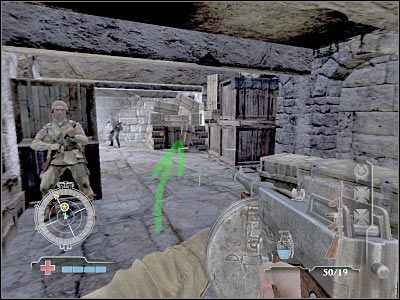 Po założeniu ładunku będziesz miał tylko kilka sekund żeby oddalić się od składu broni - Destroy Ammo Cache (cz.2) | Operation Avalanche w Medal of Honor Airborne - Medal of Honor: Airborne - poradnik do gry