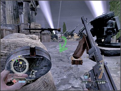 Obie beczki będą znajdowały się po prawej stronie, przy nie zajmowanych aktualnie przez nikogo działach - Set Signal Fires for P-40 Warhawks | Operation Avalanche | Airborne - Medal of Honor: Airborne - poradnik do gry