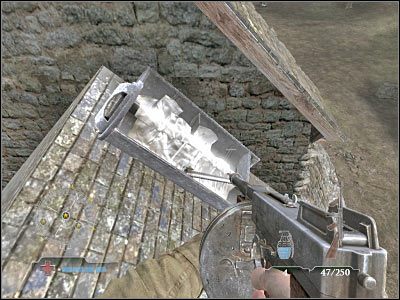 Gdy tylko odzyskasz kontrolę nad główną postacią, BIEGNIJ w prawo, zeskakując z dachu - Collect M18 Bundle (cz.1) | Operation Neptune w Medal of Honor Airborne - Medal of Honor: Airborne - poradnik do gry