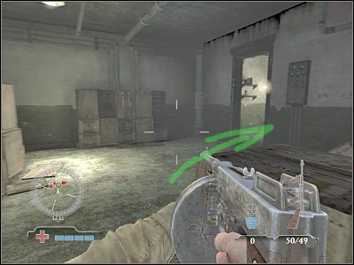 Po zabezpieczeniu tych pomieszczeń (pomagaj sobie kompasem) wejdź do środka - Destroy Radar Antenna Relay (cz.3) | Operation Neptune w Medal of Honor Airborne - Medal of Honor: Airborne - poradnik do gry