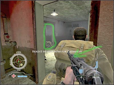 Na koniec pozostaw sobie pojedynczych przeciwników, pilnujących korytarza po prawej stronie - Clear Central Casemate (cz.2) | Operation Neptune w Medal of Honor Airborne - Medal of Honor: Airborne - poradnik do gry