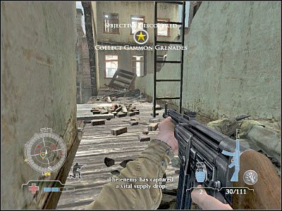 Teraz spróbuj ustawić się w takim miejscu żeby móc zabić tych wrogów, którzy znajdują się w przeciwległym budynku - Collect Gammon Grenades (cz.1) | Operation Market Garden | Airborne - Medal of Honor: Airborne - poradnik do gry