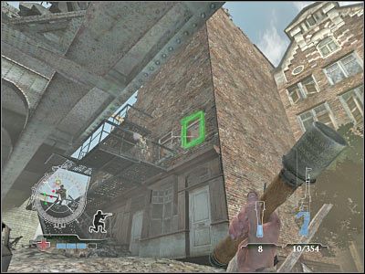 Możesz już ruszać na najwyższe piętro (przeciwników napotkanych na niższych poziomach możesz ignorować) - Assemble with Airborne at Bridge Surface | Operation Market Garden | Airborne - Medal of Honor: Airborne - poradnik do gry