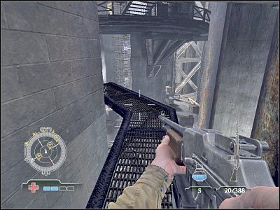 W pomieszczeniu po lewej odnalazłbyś kilka skrzyń, zawierających zarówno amunicję, jak i apteczki - Disable Ammunition Lift Controls (cz.3) | Operation Der Flakturm | Airborne - Medal of Honor: Airborne - poradnik do gry