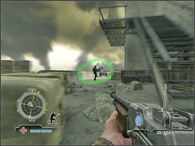 Przygotuj sobie teraz karabin snajperski, gdyż wokół widocznego w oddali drugiego działka może jeszcze stać kilku przeciwników - Destroy AA Guns (cz.2) | Operation Der Flakturm w Medal of Honor Airborne - Medal of Honor: Airborne - poradnik do gry