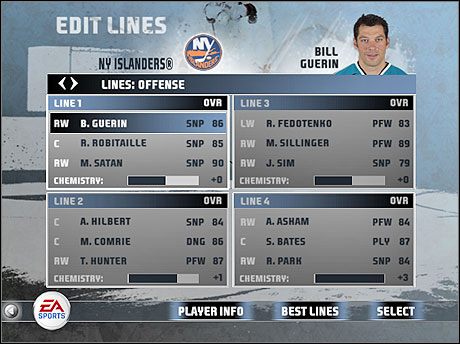 Ustawiamy skład napastników. - Edit Lines | Dynasty Mode | NHL 08 - NHL 08 - poradnik do gry