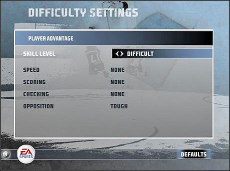 A tu menu z wyborem skill level, czyli od beginner do difficult. - Reguły i opcje | Podstawowe informacje | NHL 08 - NHL 08 - poradnik do gry