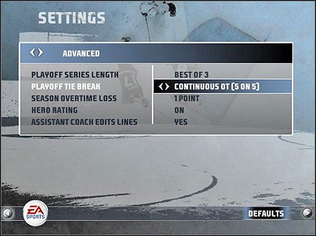 Advanced settings. - Reguły i opcje | Podstawowe informacje | NHL 08 - NHL 08 - poradnik do gry
