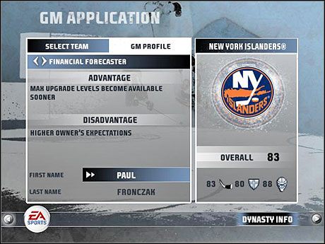 Nie mniej ważny od wyboru zespołu jest wybór specyfikacji trenera, jakim będziemy - Początek | Dynasty Mode | NHL 08 - NHL 08 - poradnik do gry