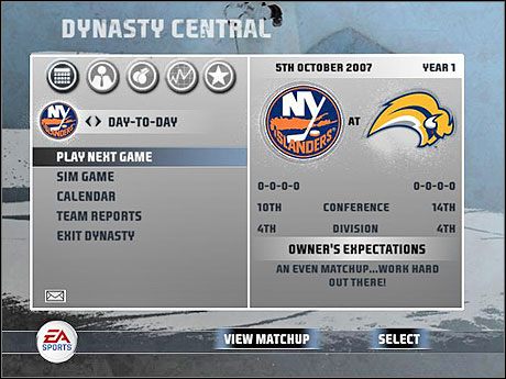 Okno Day - to - day oferuje nam gro możliwości - Początek | Dynasty Mode | NHL 08 - NHL 08 - poradnik do gry