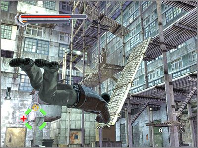 Przeciwnicy będą pojawiali się w głównej mierze przy ukazanych na screenie dwóch wyjściach z budynku - Hong Kong Marketplace (6) | Rozdział 1 Stranglehold - Stranglehold - poradnik do gry