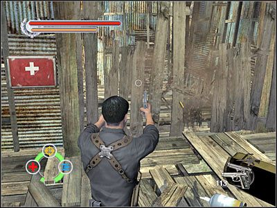 Zacznij strzelać do kolejnych dwóch podpór, w rezultacie czego opadnie w to miejsce nowa platforma - Tai O (7) | Rozdział 2 Stranglehold - Stranglehold - poradnik do gry