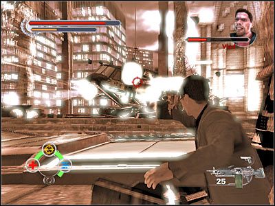 Po bokach tego pomieszczenia (między innymi w zaznaczonym na screenie miejscu) znajdziesz apteczki oraz nowe bronie - Zakarovs Penthouse (10) | Rozdział 4 Stranglehold - Stranglehold - poradnik do gry