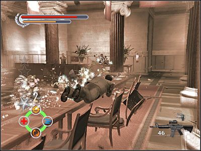 Jeśli zdecydujesz się pozostać pod schodami, teren ten będziesz musiał jak najszybciej zabezpieczyć - Chicago History Museum (1) | Rozdział 5 Stranglehold - Stranglehold - poradnik do gry