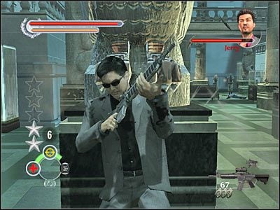 Uważaj na drugą grupę, która pojawi się przy dużych drzwiach, zlokalizowanych na drugim końcu tego pomieszczenia (screen) - Chicago History Museum (10) | Rozdział 5 Stranglehold - Stranglehold - poradnik do gry