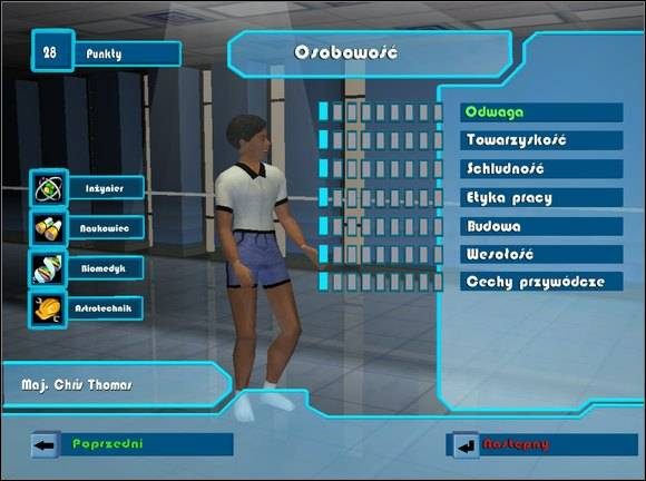 Drugie okienko umożliwia Ci rozdysponowanie 28 punktów na 7 cech osobowości - Astronauci | Space Station Sim - Space Station Sim - poradnik do gry