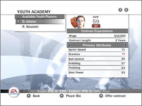 Z początku nie każdy atrybut piłkarza będzie jasno określony (znaki zapytania) - Biuro - Talenty | Tryb menedżerski | FIFA 08 - FIFA 08 - poradnik do gry