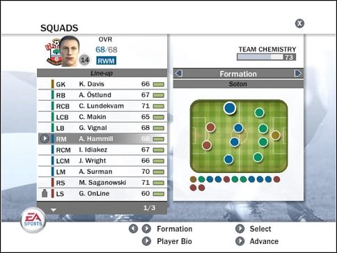Wykreowany piłkarz musi zająć miejsce w pierwszej jedenastce - Początki | Zostań gwiazdą | FIFA 08 - FIFA 08 - poradnik do gry