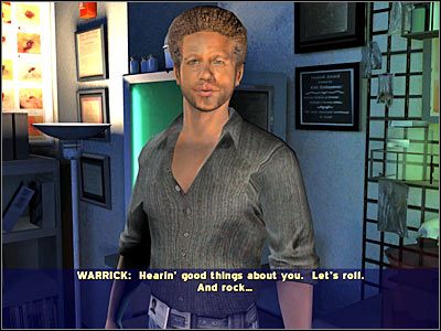 Po wstępnym zapoznaniu się z wnętrzem kasyna będziesz musiał porozmawiać ze stojącym obok Warricka mężczyzną - Shock Rock (1) | Śledztwo 3 | CSI Kryminalne Zagadki Las Vegas - CSI: Kryminalne Zagadki Las Vegas: Niezbite dowody - poradnik do gry