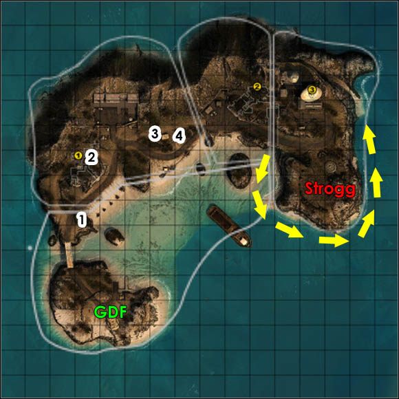 Strona atakująca: GDF - Island | Pola bitew | Enemy Territory Quake Wars - Enemy Territory: Quake Wars - poradnik do gry