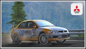 Wymagana ilość przejechanych kilometrów do odblokowania tej barwy: 32km - Mitsubishi Lancer Evolution IX FQ340 | Samochody - Premier | Sega Rally - Sega Rally - poradnik do gry