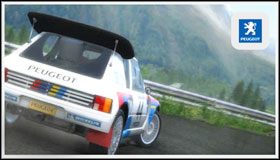 Wymagana ilość przejechanych kilometrów do odblokowania tej barwy: 0km - Peugeot 205 T16 Evolution 2 (1986) | Samochody - Masters | Sega Rally - Sega Rally - poradnik do gry