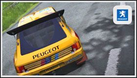 Wymagana ilość przejechanych kilometrów do odblokowania tej barwy: 32km - Peugeot 205 T16 Evolution 2 (1986) | Samochody - Masters | Sega Rally - Sega Rally - poradnik do gry