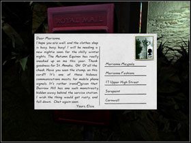 Po lewej jest czerwona skrzynka na listy - Poradnik do gry - Opis przejścia cz.1 | Barrow Hill Klątwa Kamiennego Kręgu - Barrow Hill: Klątwa Kamiennego Kręgu - poradnik do gry