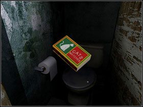 Zauważ ulotkę wiszącą na ścianie, a z sedesu podnieś pudełko zapałek - Poradnik do gry - Opis przejścia cz.1 | Barrow Hill Klątwa Kamiennego Kręgu - Barrow Hill: Klątwa Kamiennego Kręgu - poradnik do gry