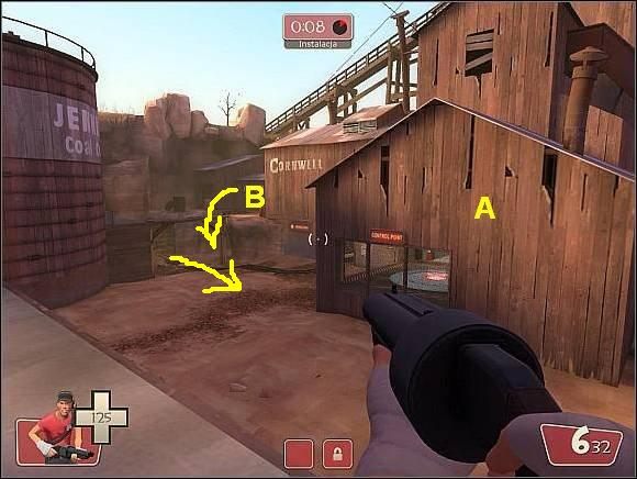 A - Pomieszczenie z punktem kontrolnym - Dustblow - Ważniejsze lokacje (1) | Mapy | Team Fortress 2 - Team Fortress 2 - poradnik do gry