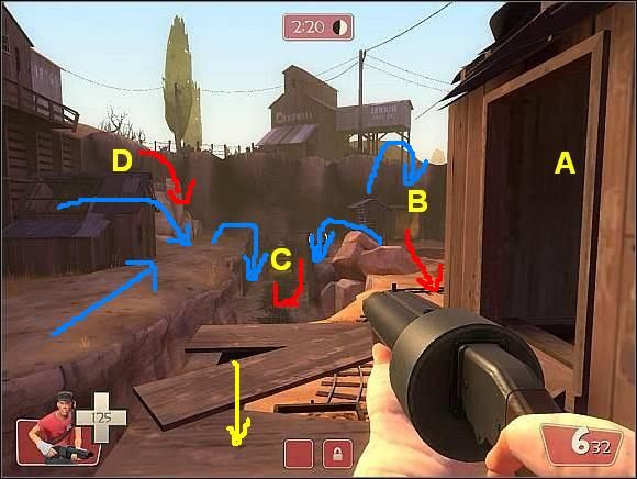 A - Punkt kontrolny 2 - Dustblow - Ważniejsze lokacje (2) | Mapy | Team Fortress 2 - Team Fortress 2 - poradnik do gry