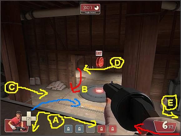 A - Galeria nad punktem 2 - Granary - Ważniejsze lokacje (1) | Mapy | Team Fortress 2 - Team Fortress 2 - poradnik do gry