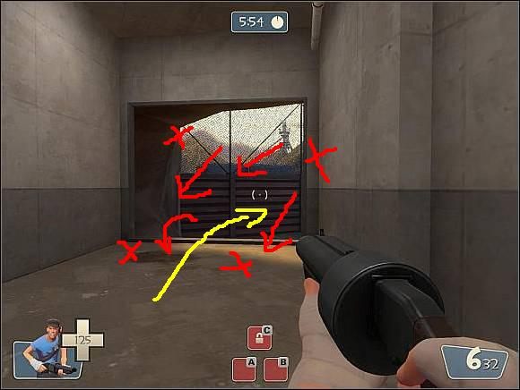 Żółta strzałka - Wskazuje kierunek ruchu - Gravelpit - Ważniejsze lokacje (1) | Mapy | Team Fortress 2 - Team Fortress 2 - poradnik do gry