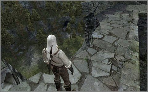 Uwaga 11: Nie bój się, że spadniesz z murów i zrobisz sobie krzywdę - w Wiedźminie nie da się spaść znikąd, gdzie nie zostało to przewidziane - Dziedziniec Kaer Morhen (2) | Prolog | Solucja Wiedźmin - Wiedźmin - poradnik