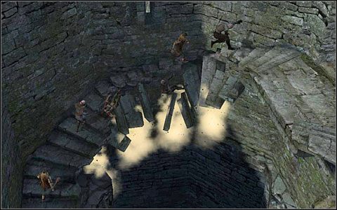 Po scence przerywnikowej od razu zaatakuje Cię kolejny bandyta (M1 - Dziedziniec Kaer Morhen (2) | Prolog | Solucja Wiedźmin - Wiedźmin - poradnik