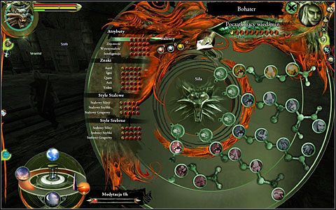 Podczas medytacji możesz rozwijać swoją postać za pomocą zdobywanych w trakcie gry talentów, a także przygotowywać mikstury alchemiczne - Opuszczamy Kaer Morhen | Prolog | Solucja Wiedźmin - Wiedźmin - poradnik