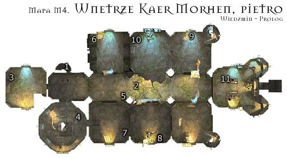 Na piętrze najpierw oczyść korytarz (M4 - Wnętrze Kaer Morhen - piętro | Prolog | Solucja Wiedźmin - Wiedźmin - poradnik