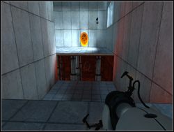 Idź przed siebie, aż po drugiej stronie dołu zobaczysz pomarańczowy portal - Pomieszczenie testowe nr 03 | Portal - Portal - poradnik do gry