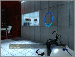 W miejscu, w którym kula odbija się od ściany, zauważysz czarny punkt - Pomieszczenie testowe nr 07 | Portal - Portal - poradnik do gry