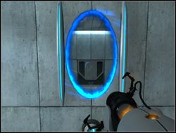 Następnie obróć się o 90° w prawo i stwórz drugi portal (innego koloru - Pomieszczenie testowe nr 11 | Portal - Portal - poradnik do gry