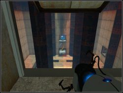 Gdy oczyścisz pomieszczenie z wieżyczek, stwórz portal w najwyżej położonej wnęce i przejdź do niej - Pomieszczenie testowe nr 19 (cz.3) | Portal - Portal - poradnik do gry