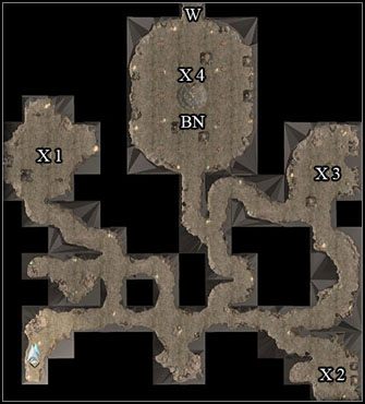 Bóg Niedźwiedź Okku znajduje się w miejscu oznaczonym (BN) - Górny Kurhan | Akt I Neverwinter Nights 2 Maska Zdrajcy - Neverwinter Nights 2: Maska Zdrajcy - poradnik do gry