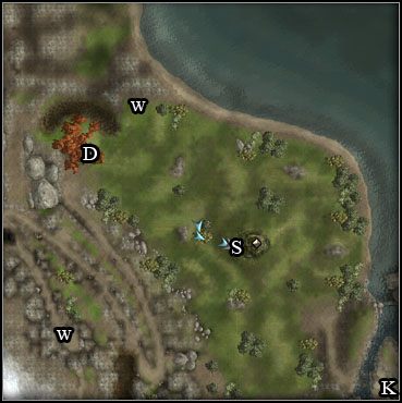 Twoim celem jest czerwone drzewo (D), jednak kiedy się do niego zbliżysz pojawią się dwa duchy wiedźm, które posiadają sporo informacji na twój temat - Immil Vale | Akt II Neverwinter Nights 2 Maska Zdrajcy - Neverwinter Nights 2: Maska Zdrajcy - poradnik do gry