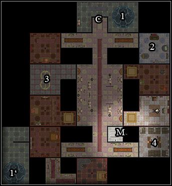 W pierwszej kolejności udaj się do pokoju Safiya (2) i zbierz części golema, a konkretniej głowę i tors - Kwatery Instruktorów Akademii w Thay | Akt II Neverwinter Nights 2 Maska Zdrajcy - Neverwinter Nights 2: Maska Zdrajcy - poradnik do gry